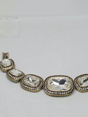 Heidi Daus Exquisite Elegance Art Deco Cushion Cut Crystal Chunky Link Bracelet